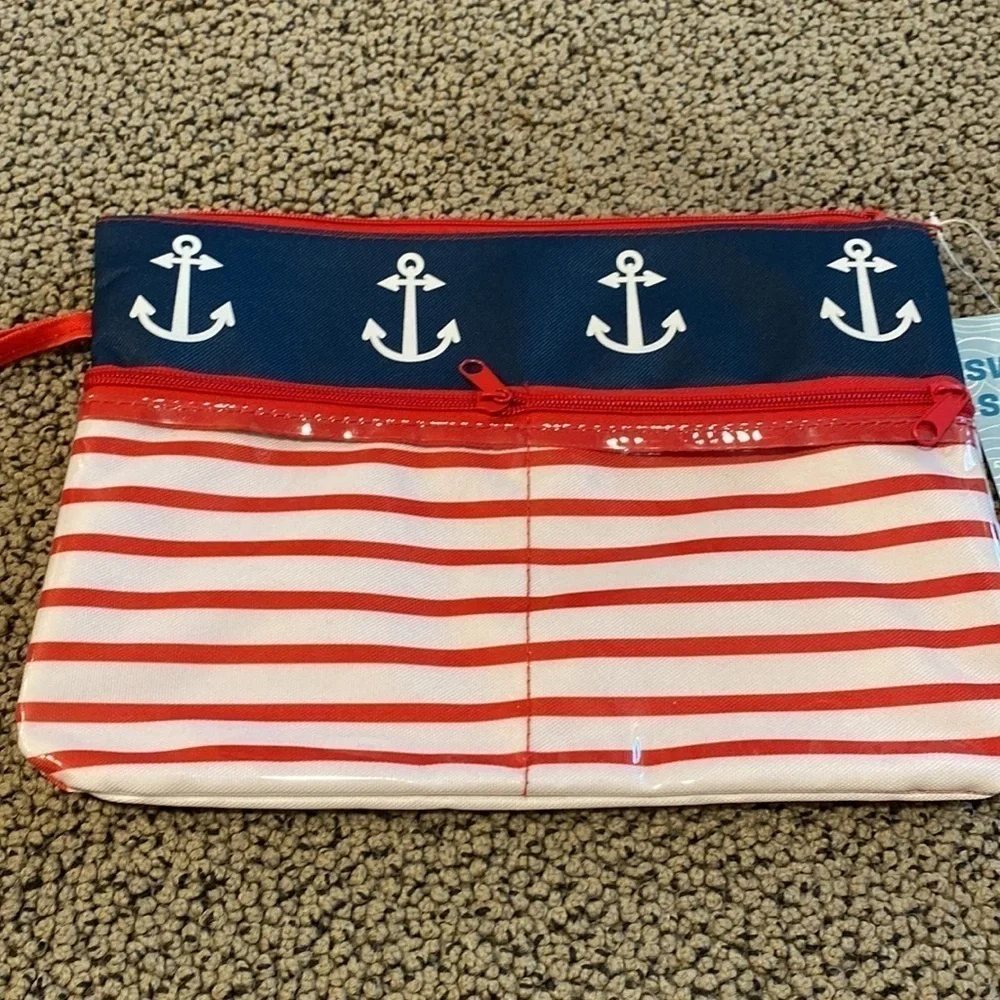 NWT Swim Suit Wet Bag w/ Anchors & Stripes